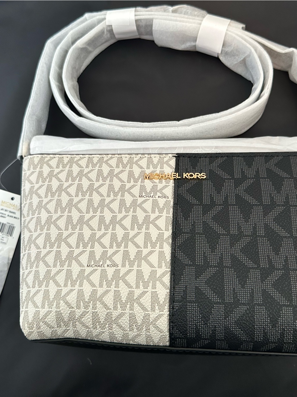 Michael Kors Two-Tone Signature Crossbody Bag in Black &White